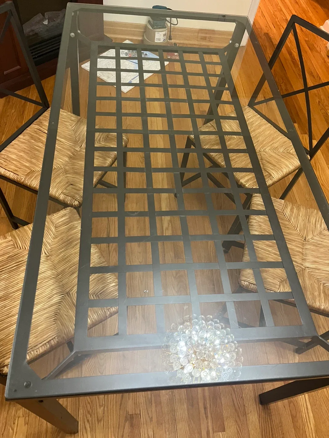 Glass Top Dining Table with 4 Chairs thumbnail