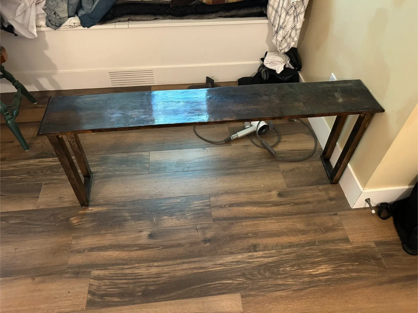 $50.00 Dark Wood Entryway Bench thumbnail