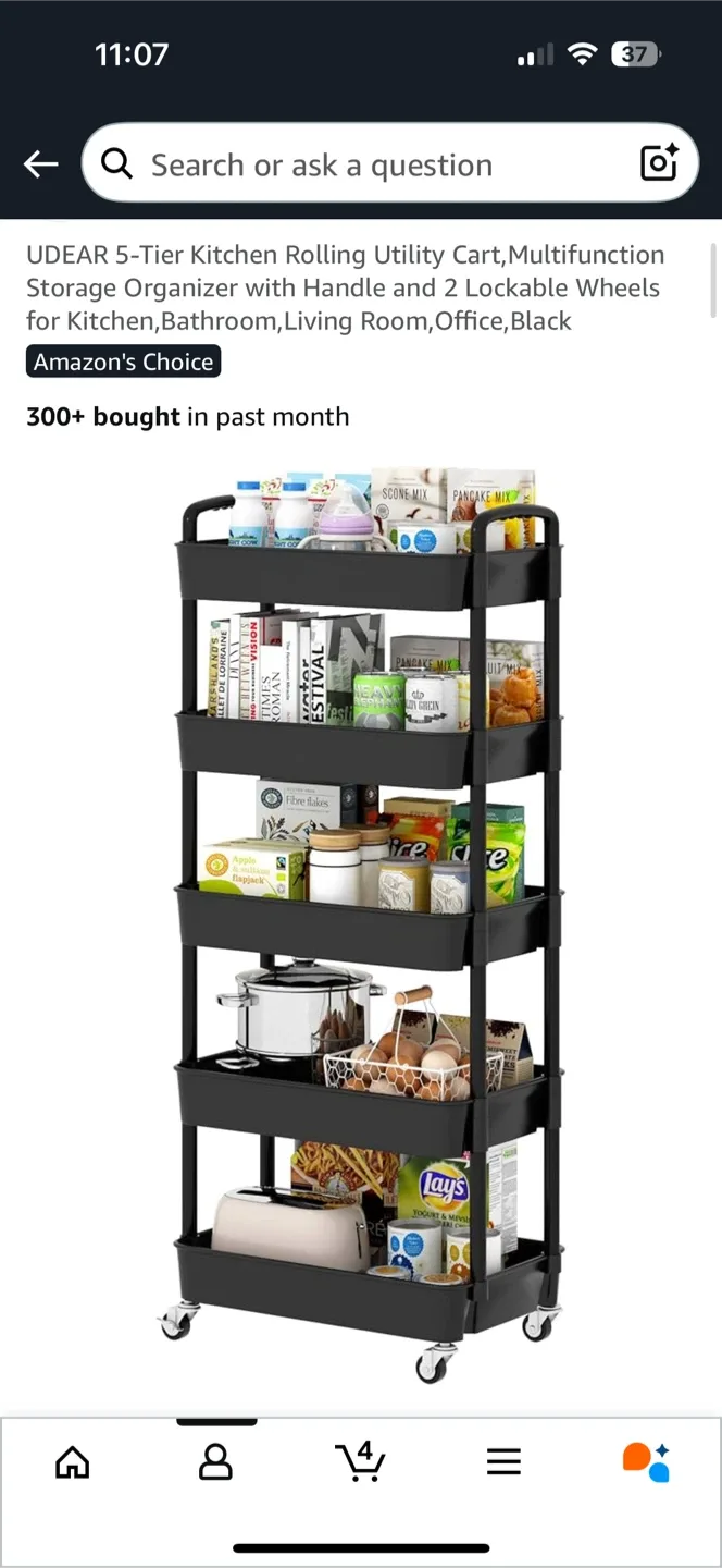 Rolling Utility Cart - Black