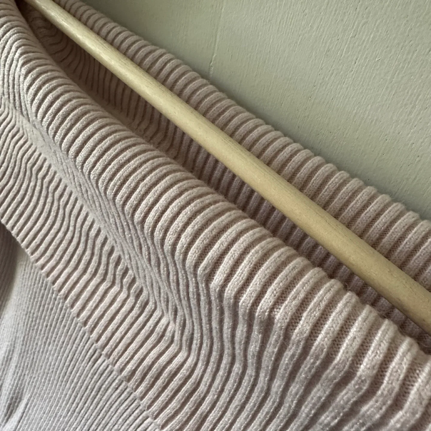 Soft pink off the shoulder knit mini dress image indicator(6)