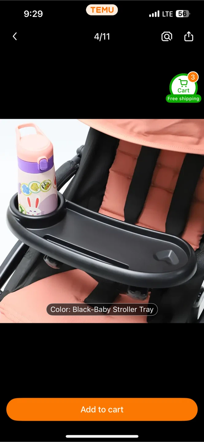 Black Baby Stroller Tray - Multi-Purpose Plate - photo 5