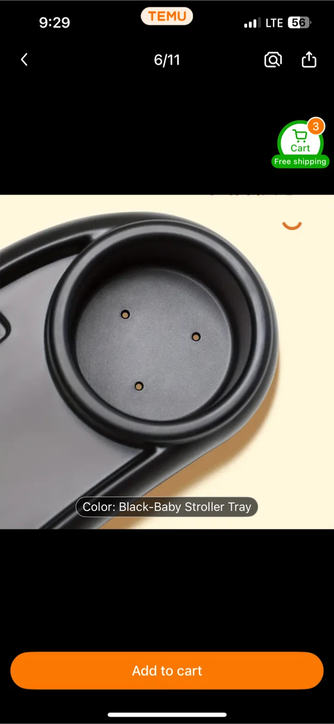 Black Baby Stroller Tray - Multi-Purpose Plate - photo 2