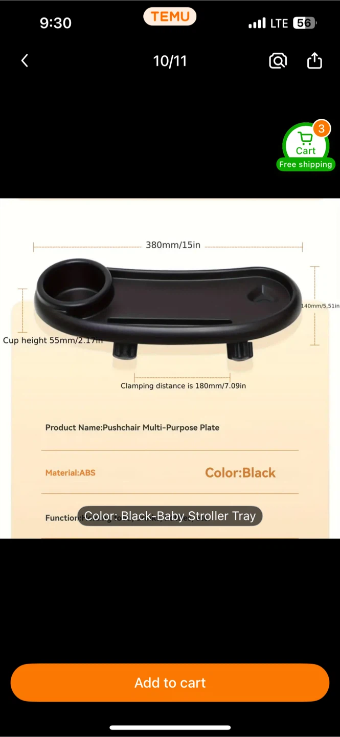 Black Baby Stroller Tray - Multi-Purpose Plate - photo 3