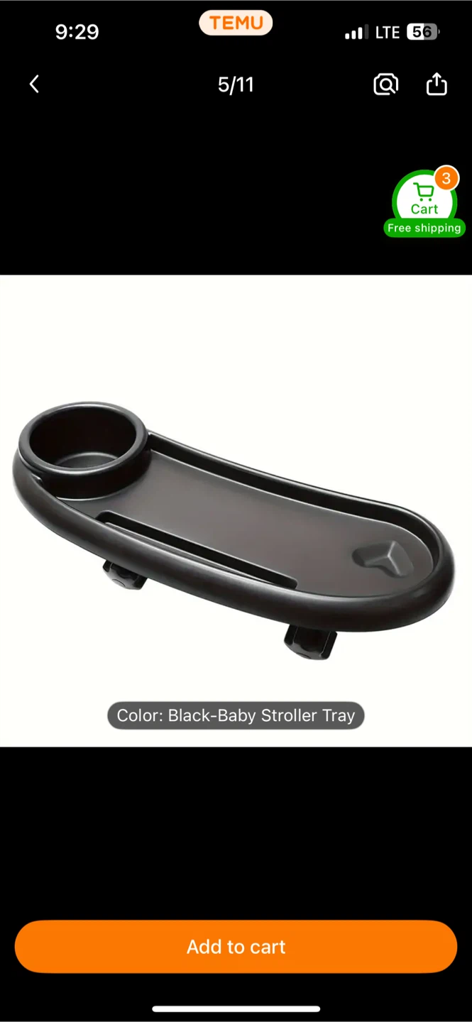 Black Baby Stroller Tray - Multi-Purpose Plate