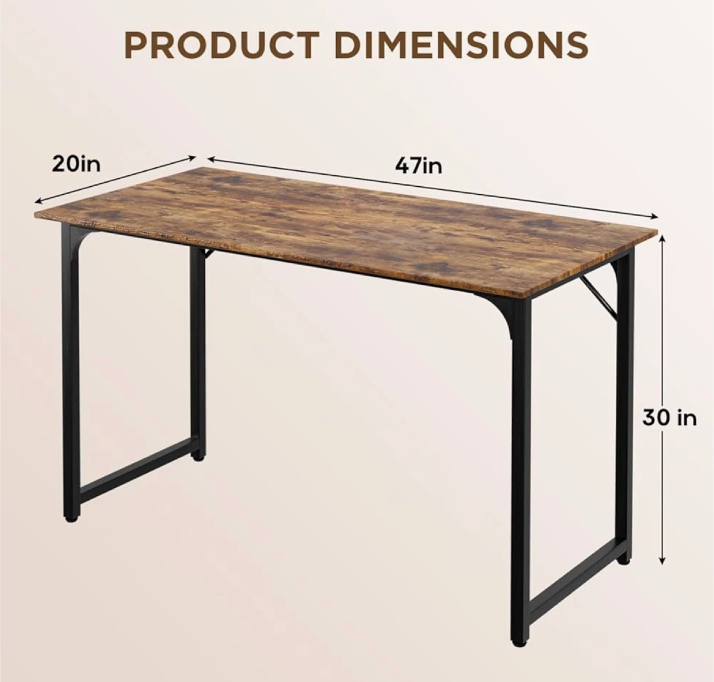 Rustic Brown Desk - 47 x 20 Inches