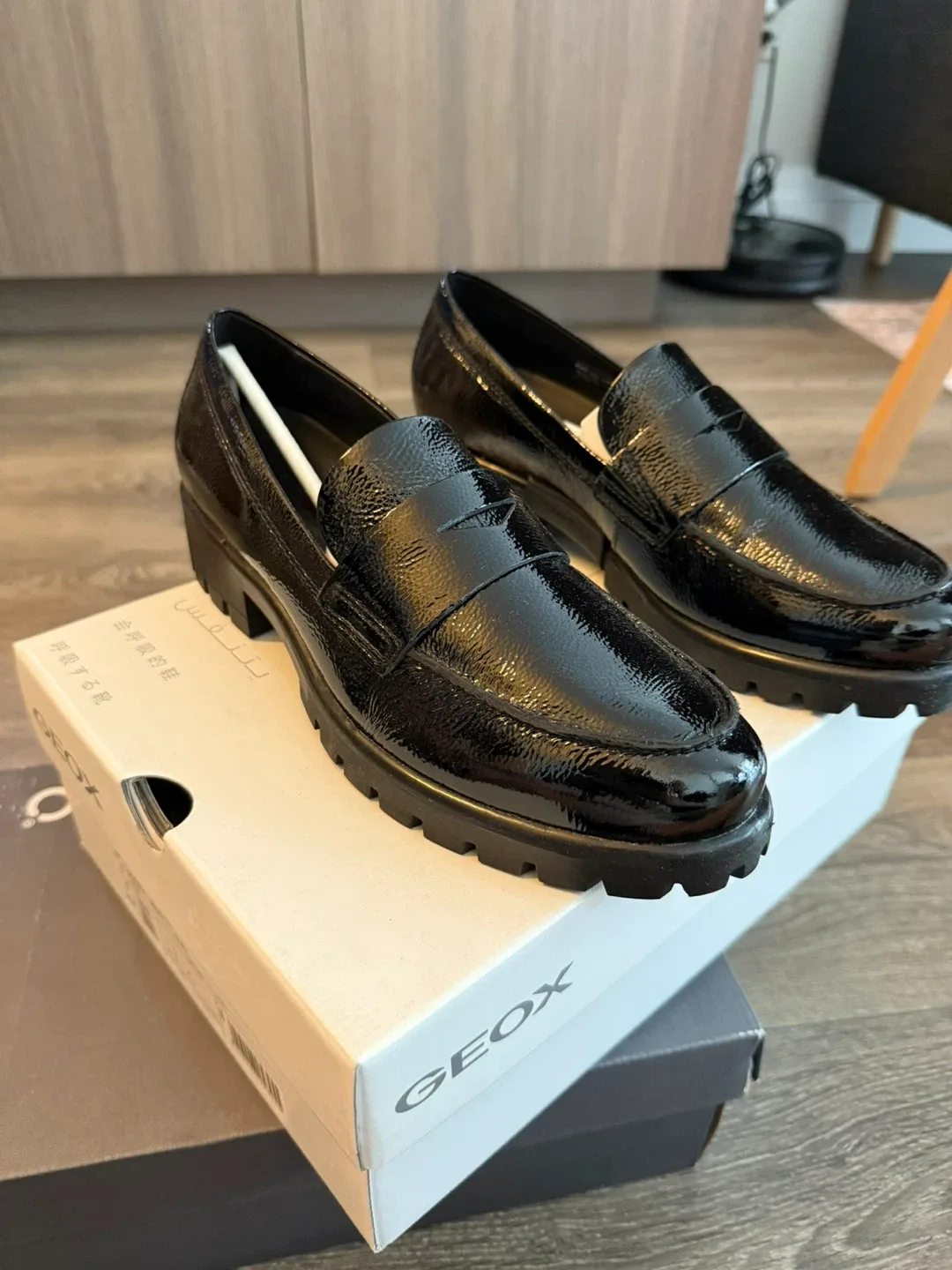 GEOX women’s loafers - Black, size 40, brand new thumbnail