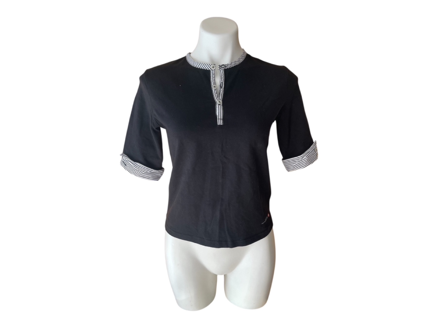RARE Vintage 90s Crop Top Button Up Black S/M