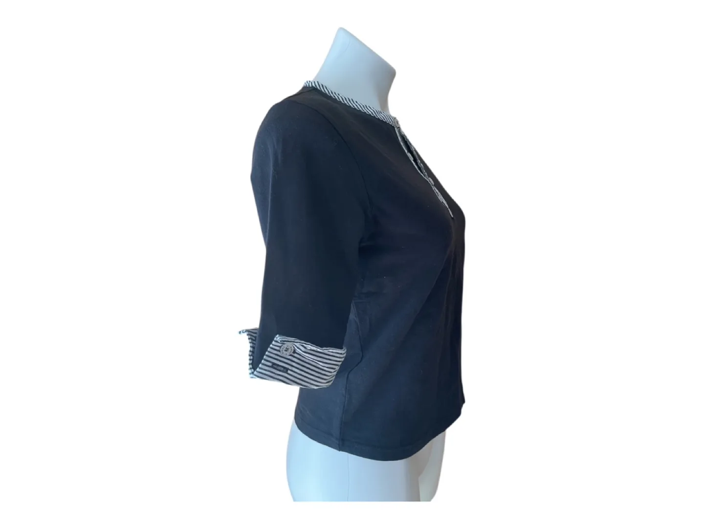 RARE Vintage 90s Crop Top Button Up Black S/M image indicator(3)