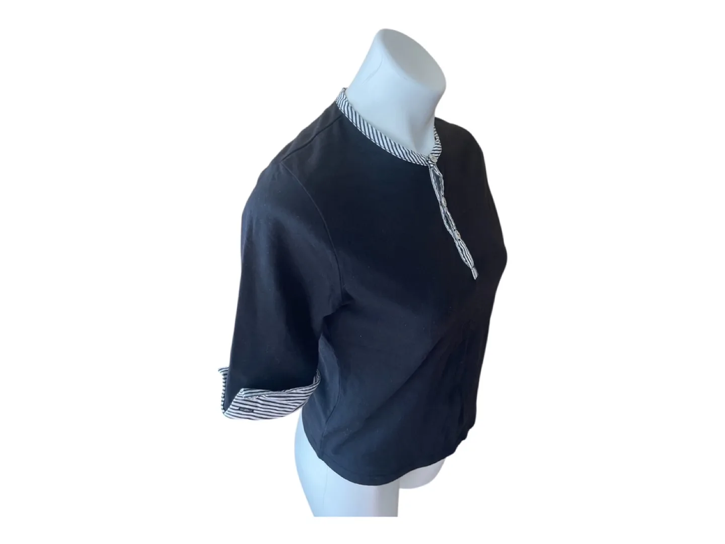 RARE Vintage 90s Crop Top Button Up Black S/M image indicator(10)