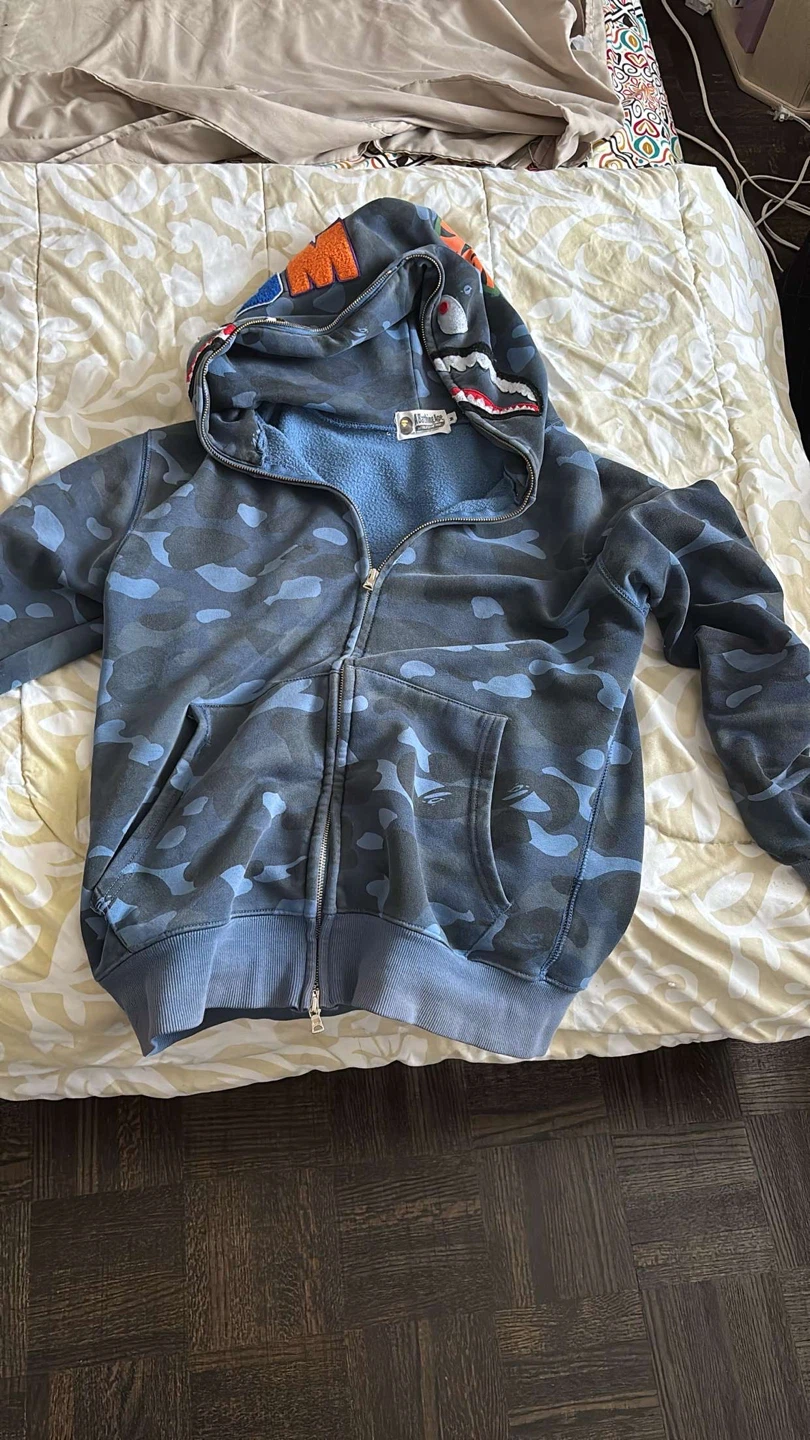 BAPE Blue Camo Shark Full Zip Hoodie