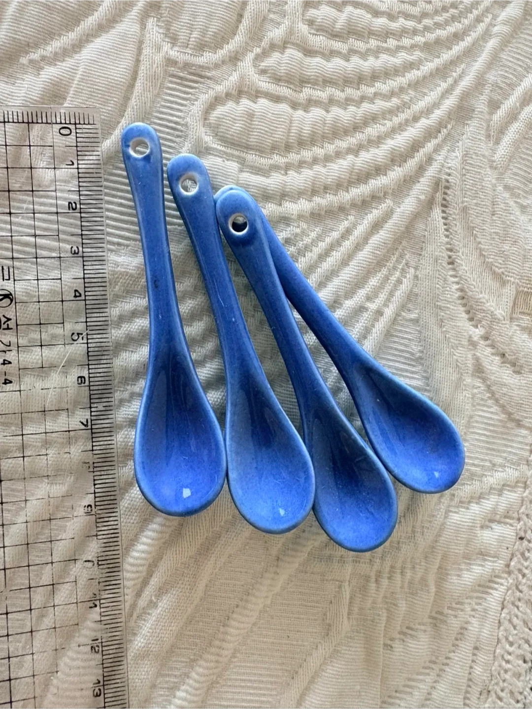 4 Small Blue Ceramic Spoons 🥕 image indicator(2)