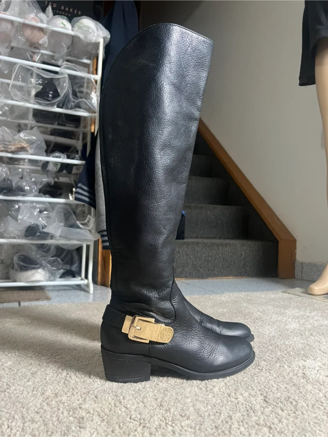 Vince Camuto Black Leather Riding Boots thumbnail