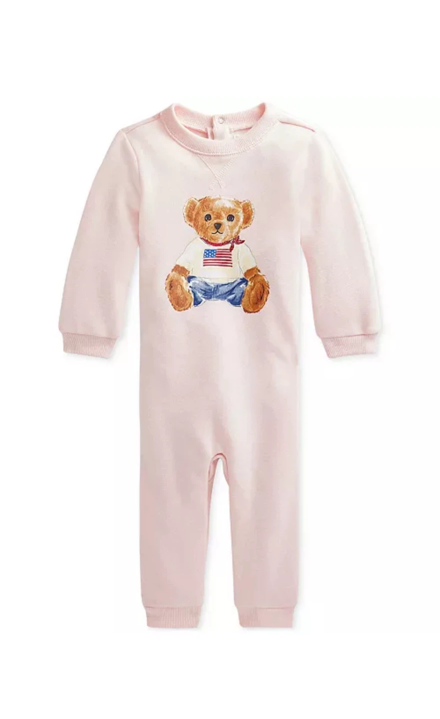 Ralph Lauren Baby Pink Bear Onesie