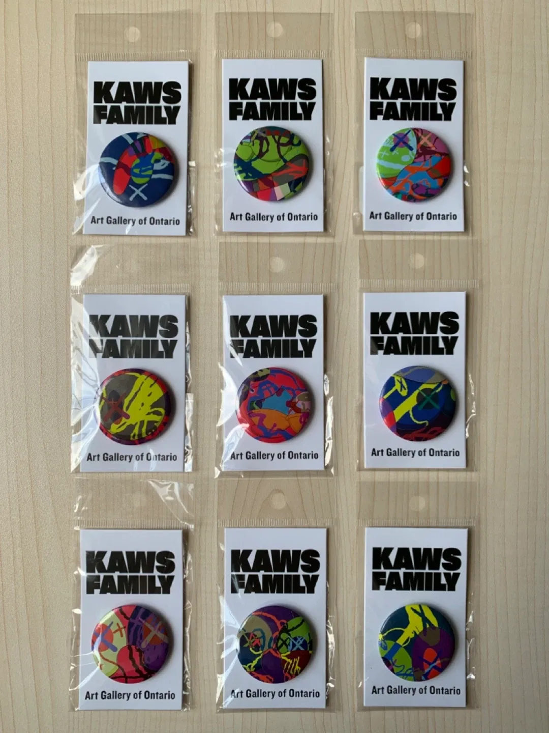 Kaws Family X AGO Art Gallery of Ontario Button Pins Set thumbnail