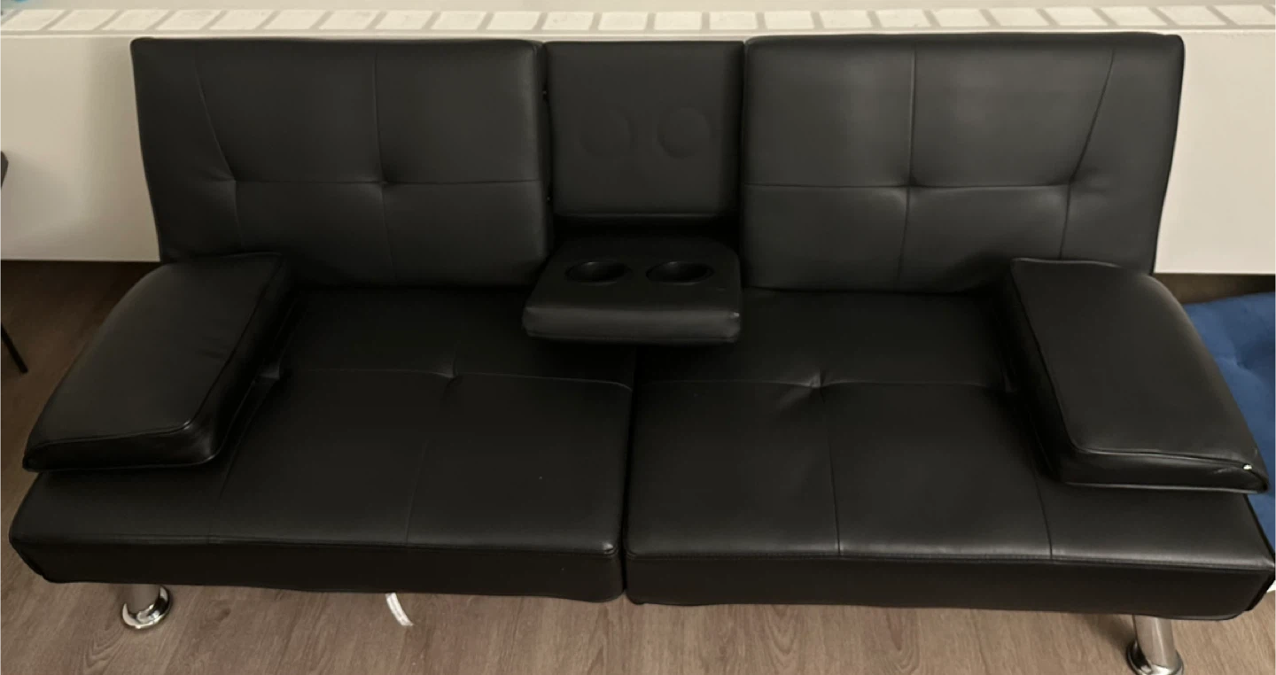 Navy Sofa Bed with Cup Holders - photo 2