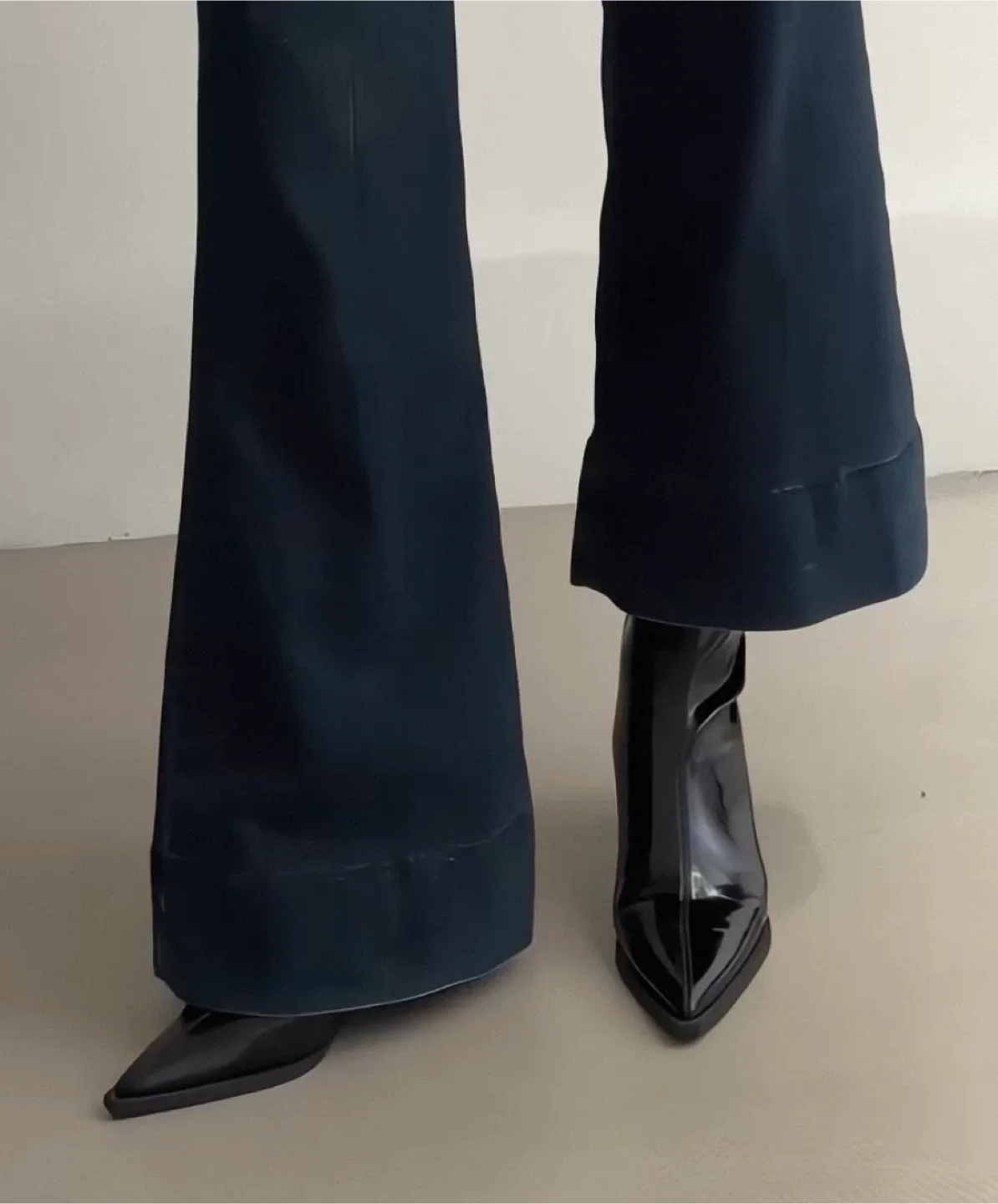 Black Patent Leather Pointed Toe Ankle Boots