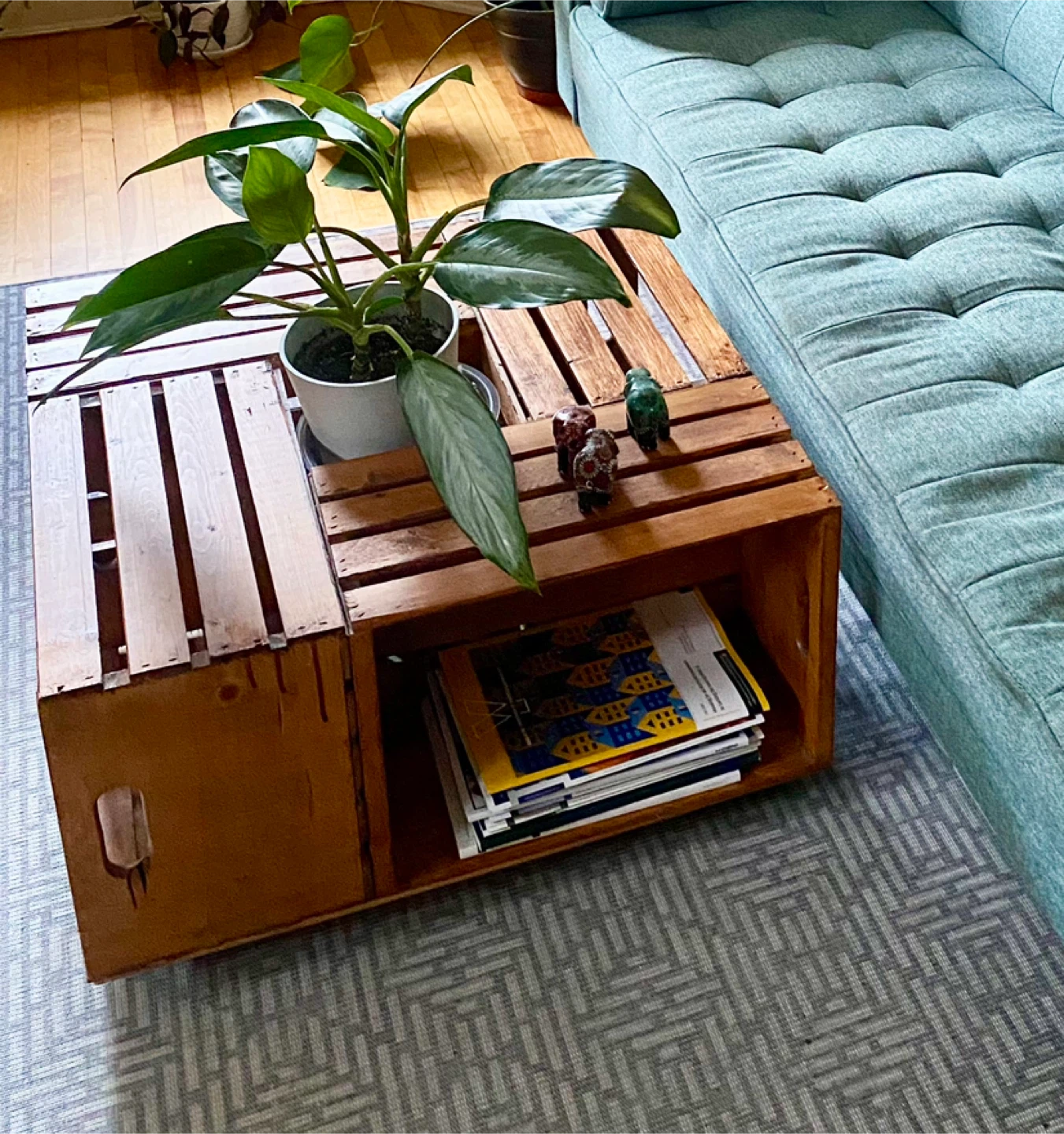 Artisanal Wooden Crate Coffee Table