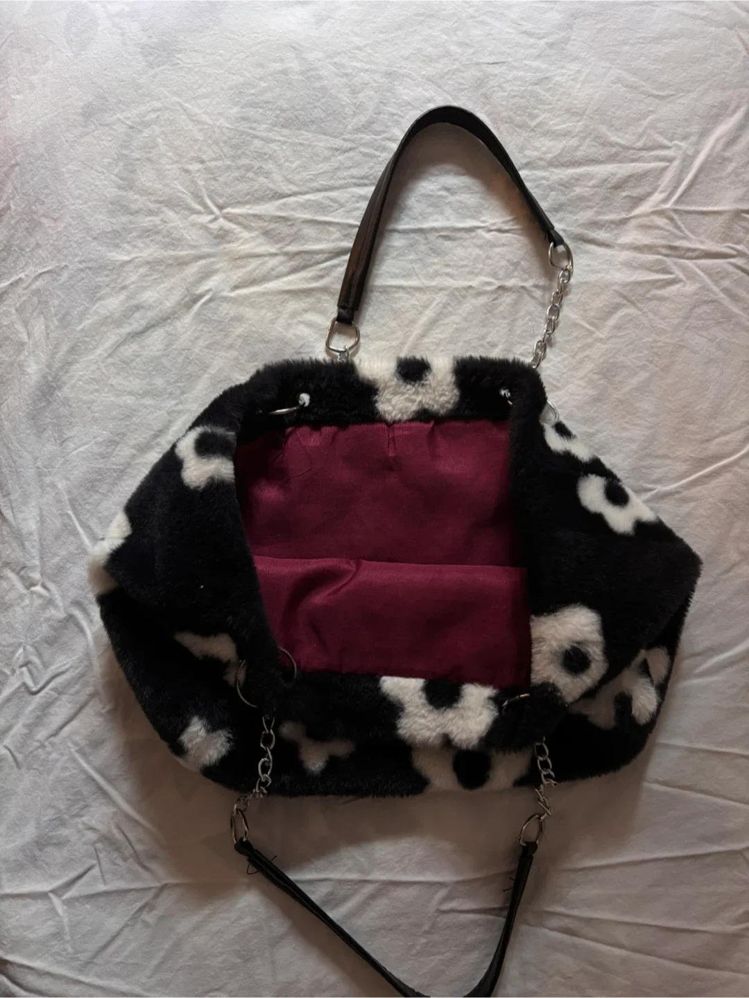 Fuzzy Floral Print Tote Bag image indicator(2)
