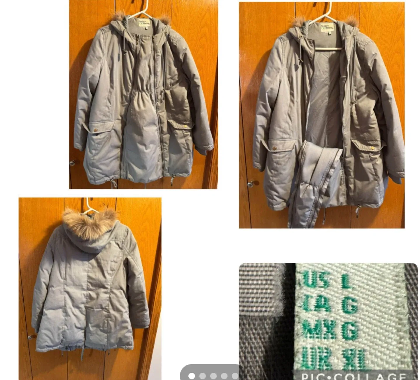 Maternity Fur Hooded Winter Parka - Size L thumbnail