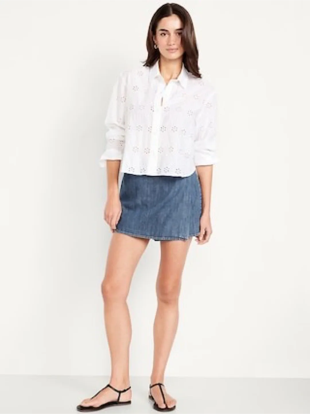 Old Navy High-Waisted Faux-Wrap Jean Mini Skort thumbnail