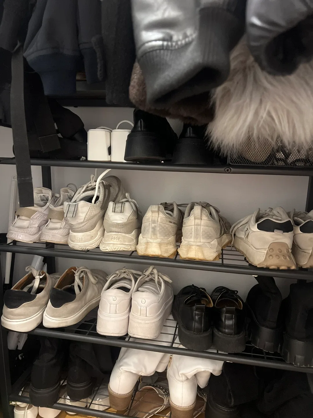 Large Capacity 4-Tier Entryway Shoe Rack w/Basket and Shelf image indicator(2)