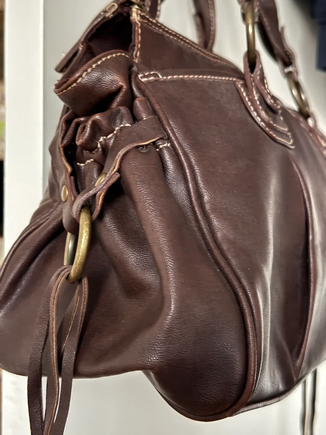 Brown Leather like Handbag image indicator(4)