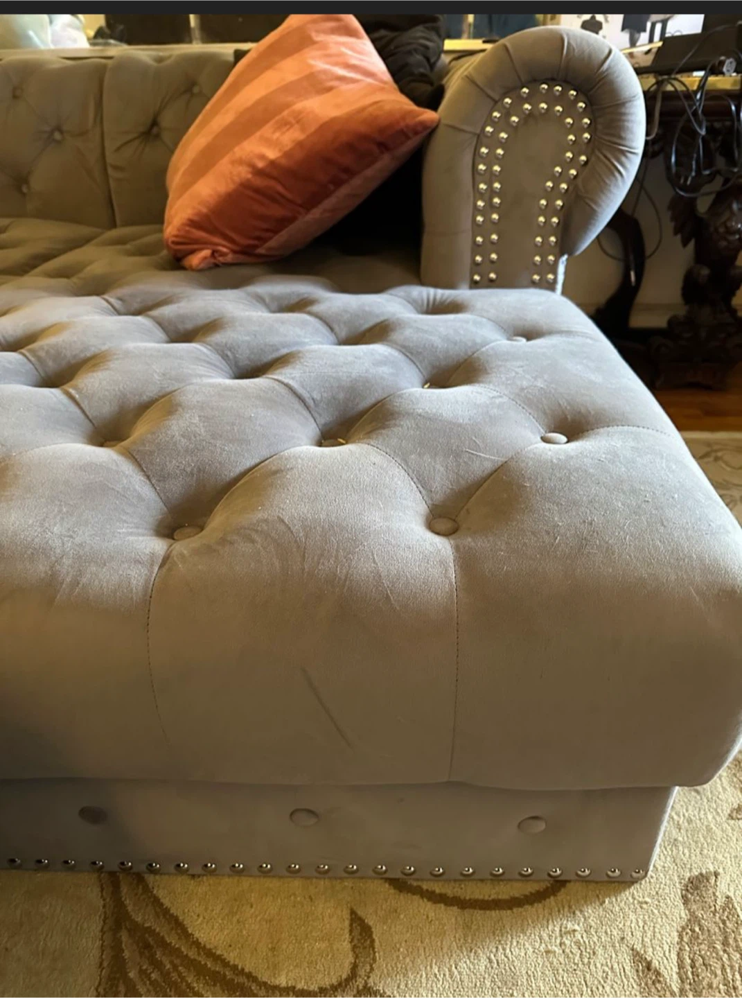 Gray Tufted Sectional Sofa