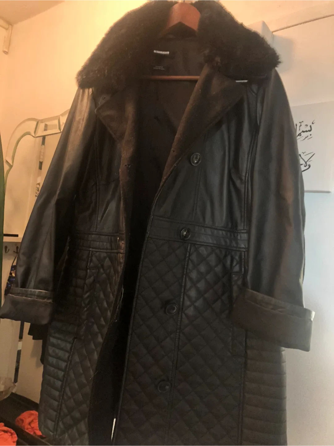 Attitude Jay Manuel Wool-Blend Black leather Coat image indicator(2)