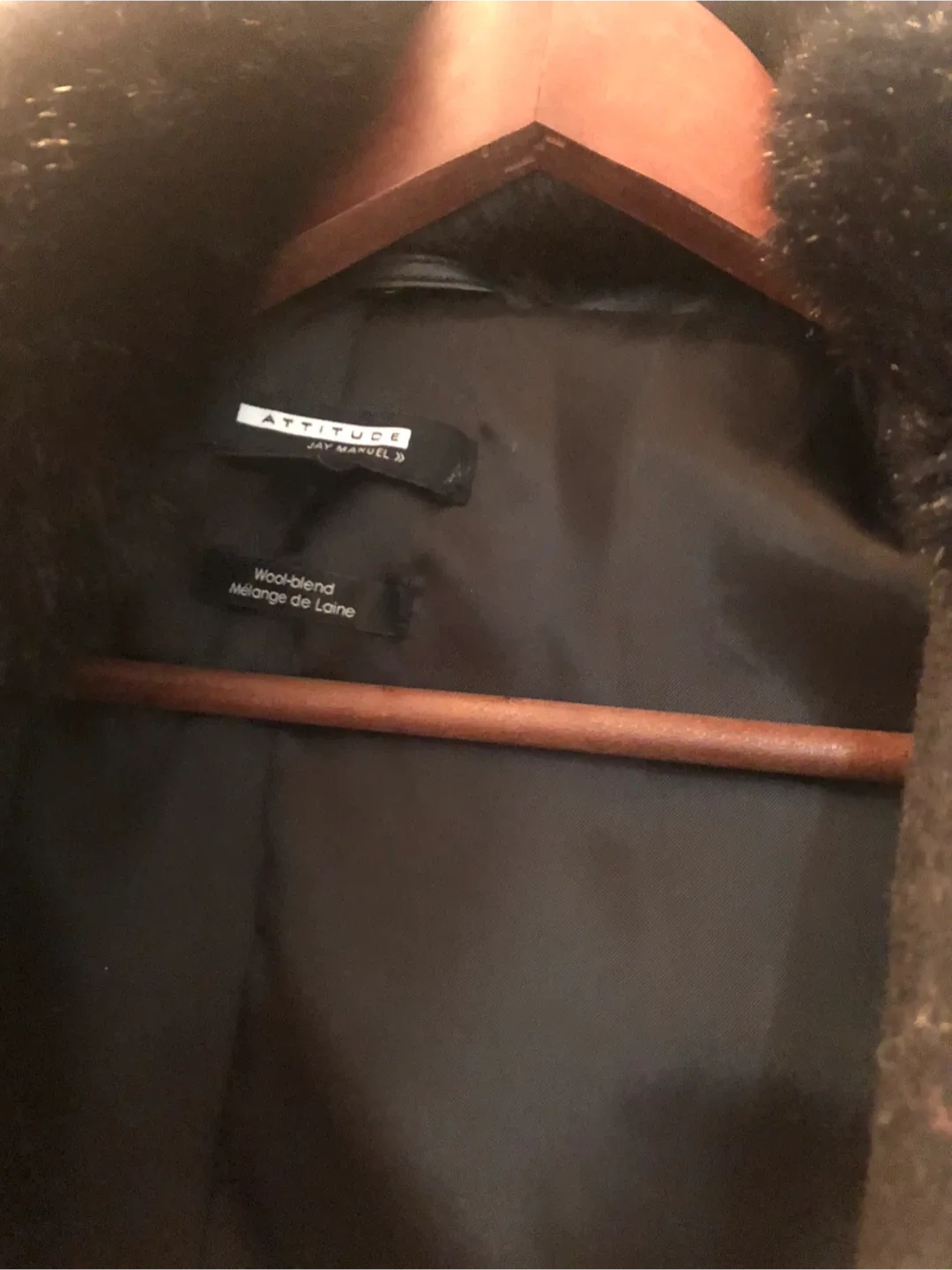 Attitude Jay Manuel Wool-Blend Black leather Coat image indicator(4)