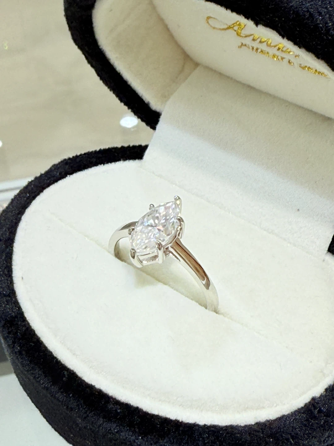 1 carat 925 sterling silver marquise cut moissanite ring - photo 4
