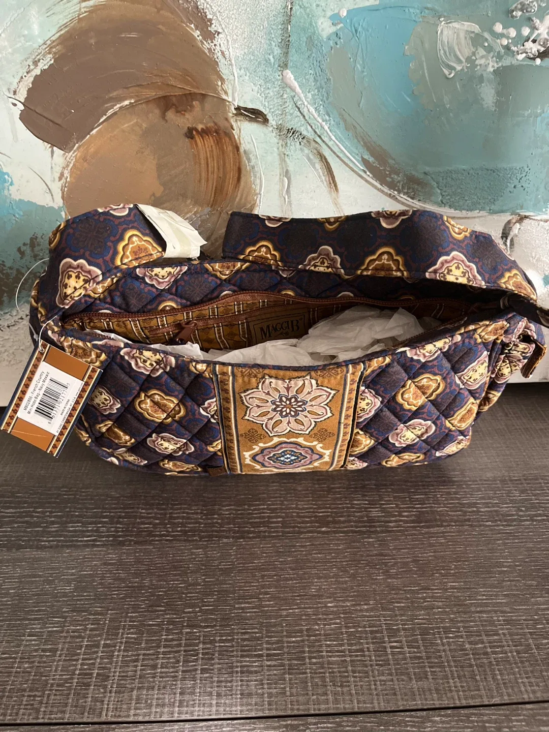 MAGGIB Brand New French Country Mini Hobo Bag - Navy Mosaic image indicator(3)