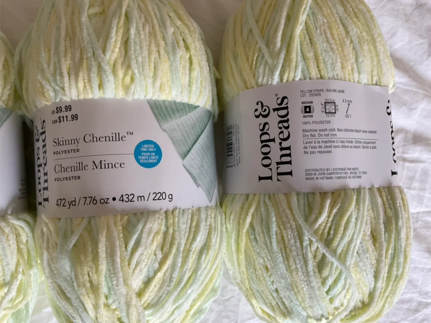 Loops & Threads Skinny Chenille Yarn - Yellow Stripe image indicator(2)