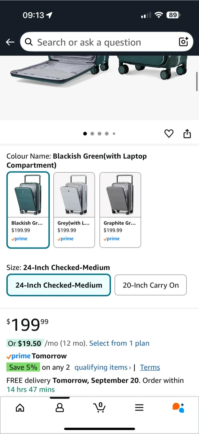 Hanke 24 Inch Hard Shell Suitcase - Blackish Green image indicator(6)