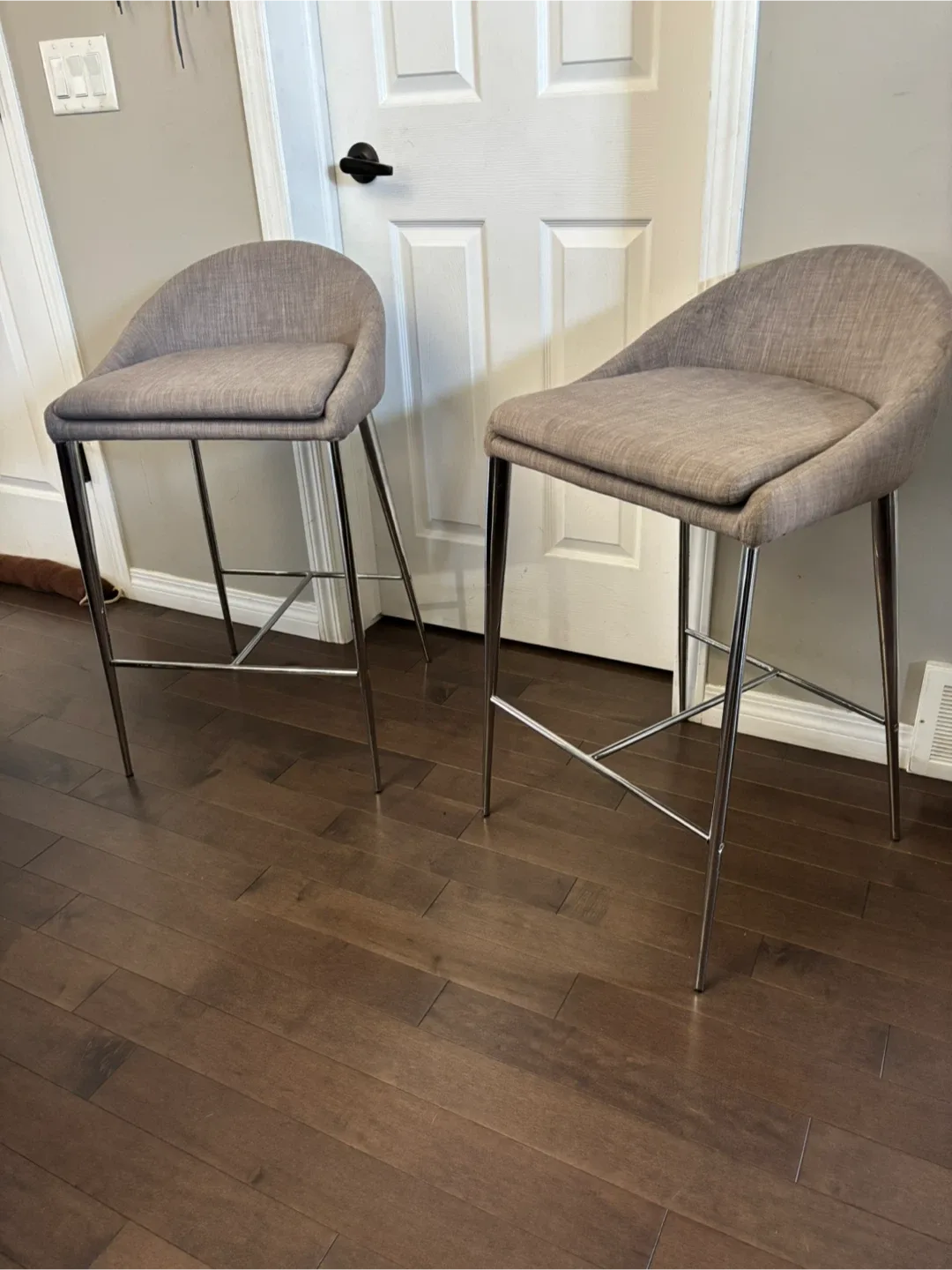 Set of Two Modern Bar Stools - Grey thumbnail