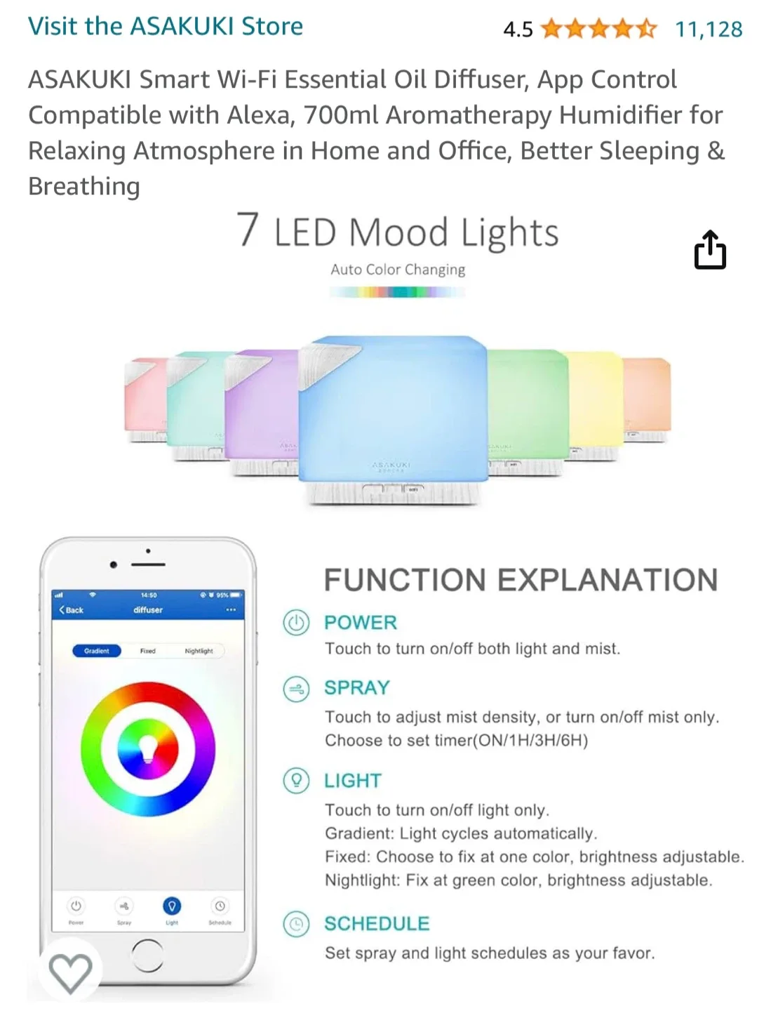ASAKUKI Smart Aroma Diffuser Humidifier thumbnail