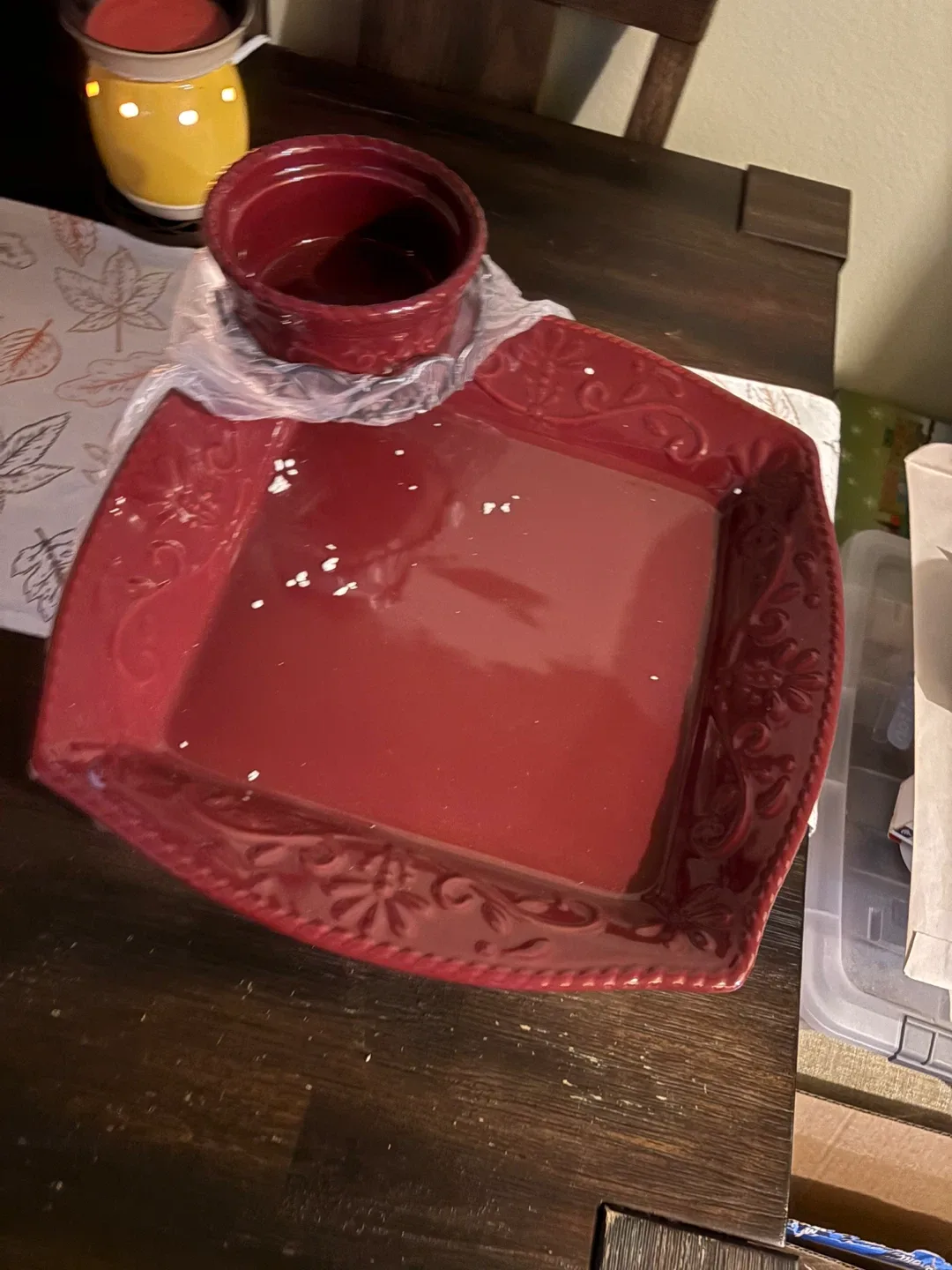 Red Serving Dish with Bowl image indicator(3)