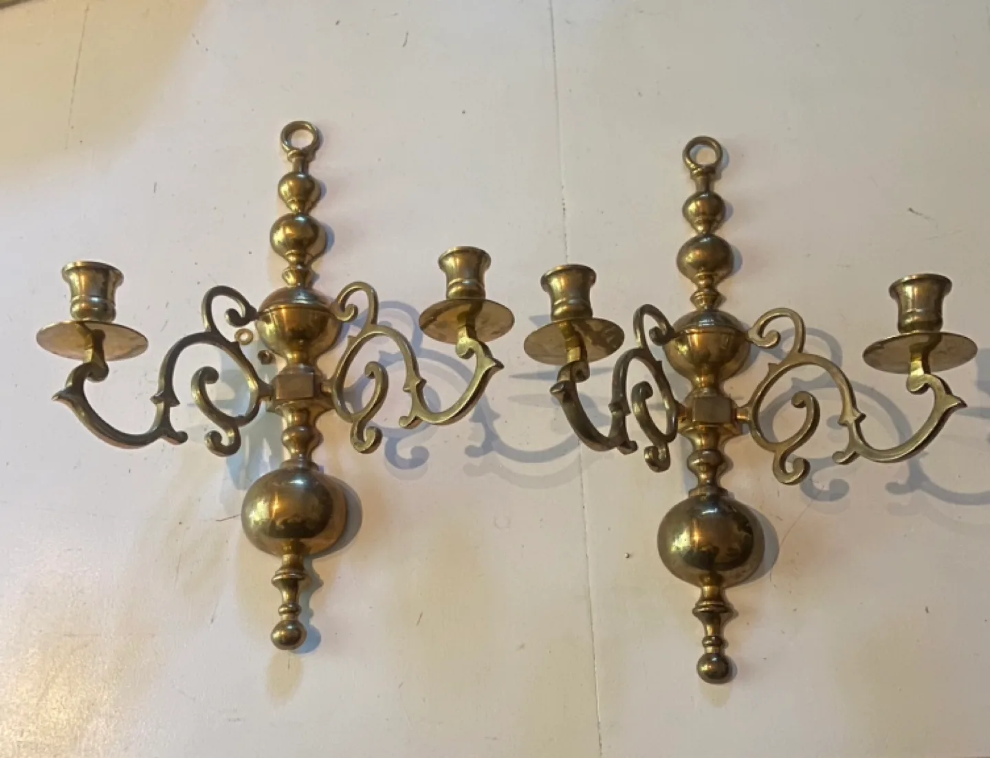Vintage Brass Candle Wall Sconces - Set of 2 image indicator(5)