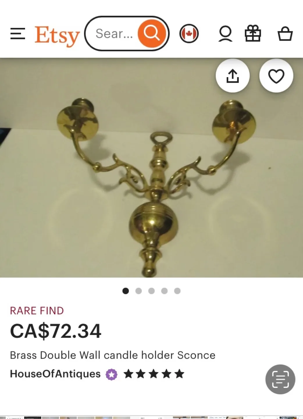 Vintage Brass Candle Wall Sconces - Set of 2 image indicator(10)