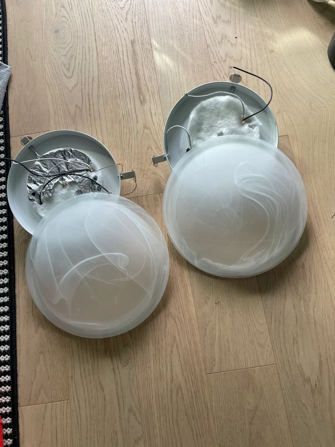 Pair of White Globe Ceiling Lights thumbnail