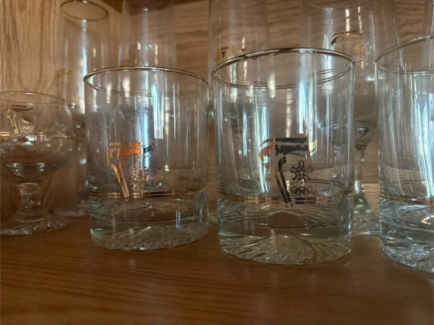 Set of Vintage Calgary Olympics Glasses 22k gold rimmed - photo 5