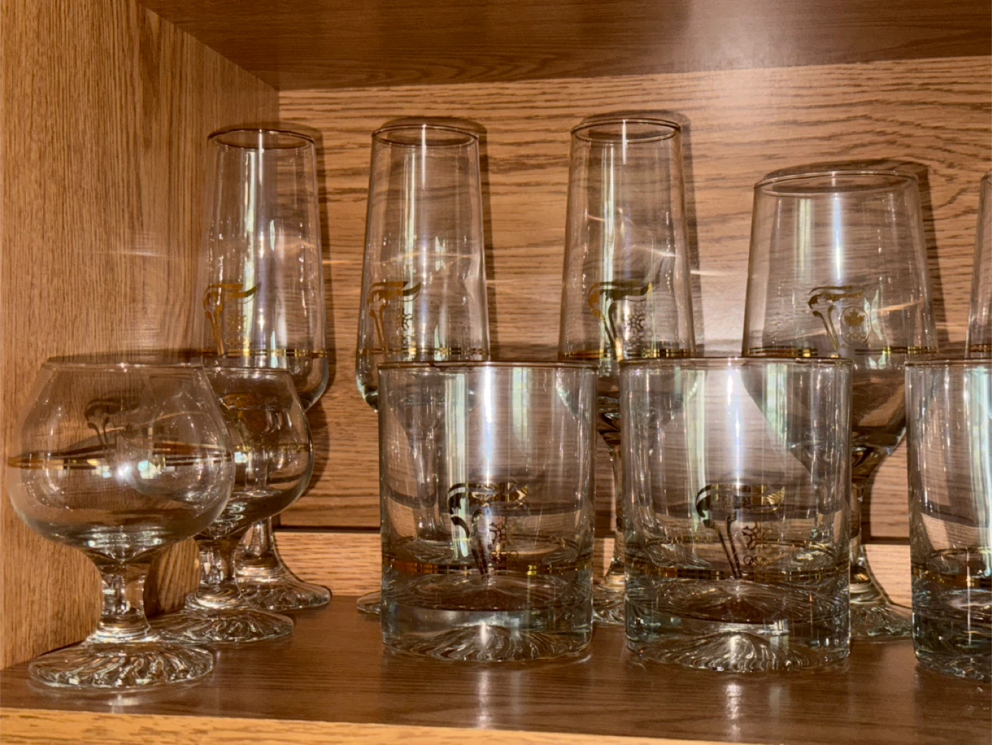 Set of Vintage Calgary Olympics Glasses 22k gold rimmed