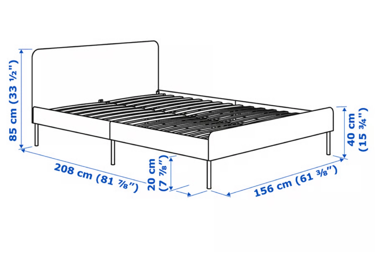 IKEA HAUGSVAR / SLATTUM Queen Bed Frame - Charcoal