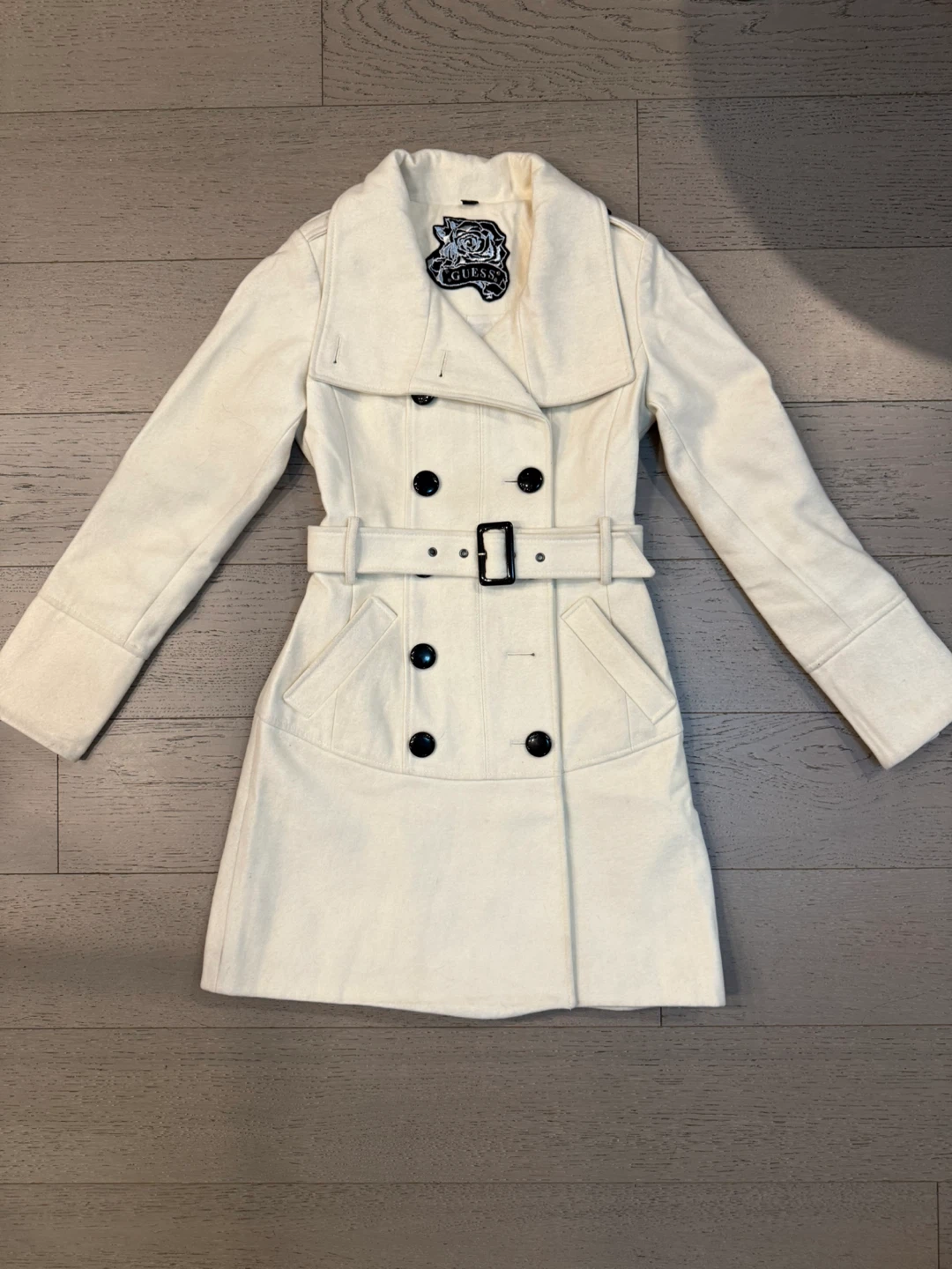 Guess White Wool Blend Coat - Size XS