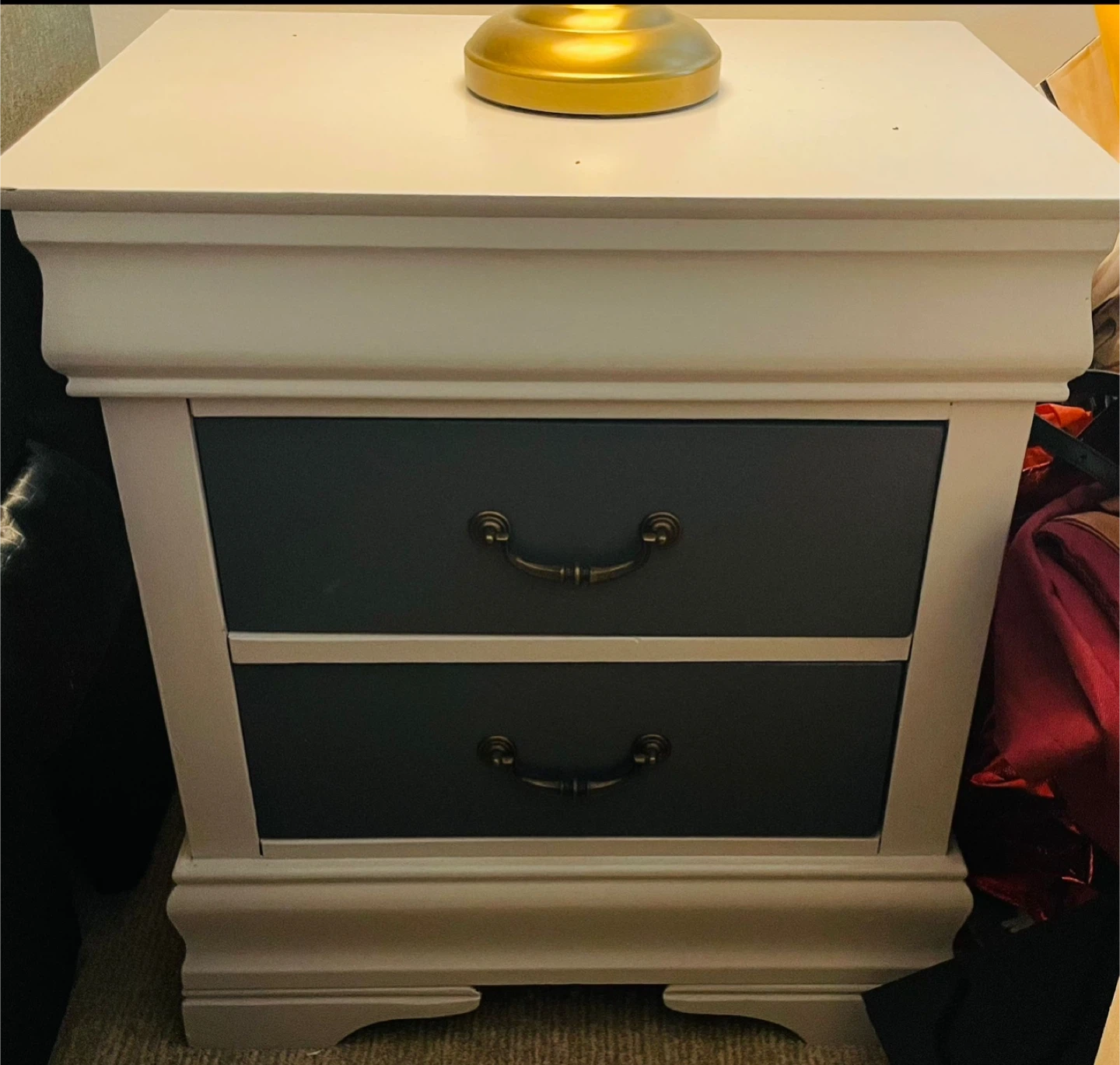Two-Drawer wood design Grey Nightstand