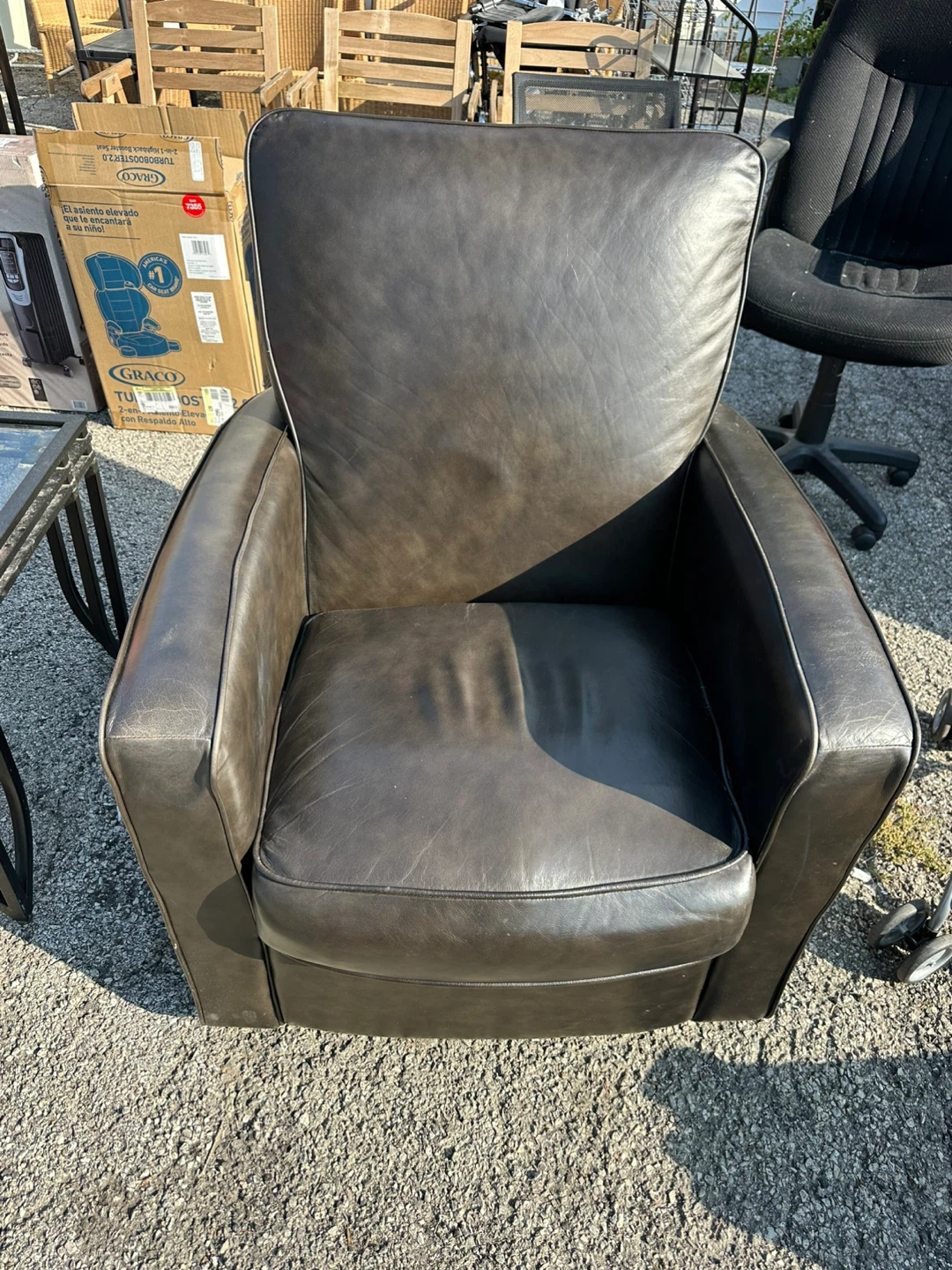 Brown Leather Swivel Chair