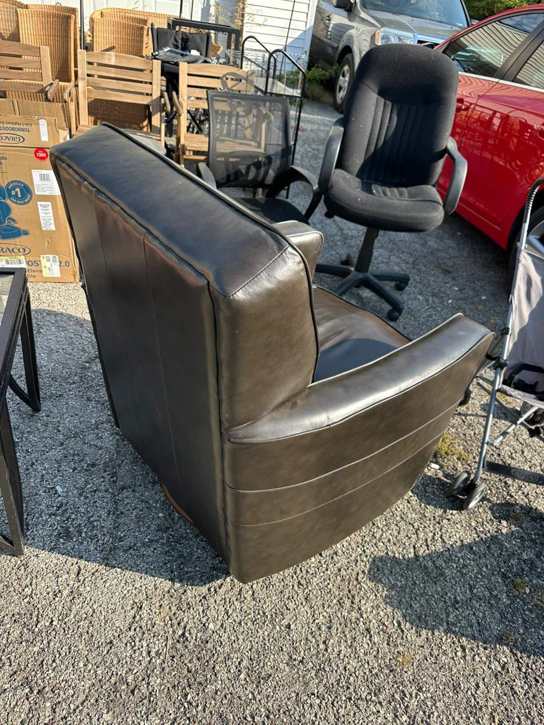 Brown Leather Swivel Chair - photo 2