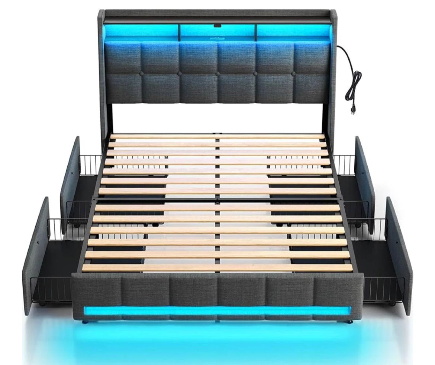 Storage Headboard with Charging Station