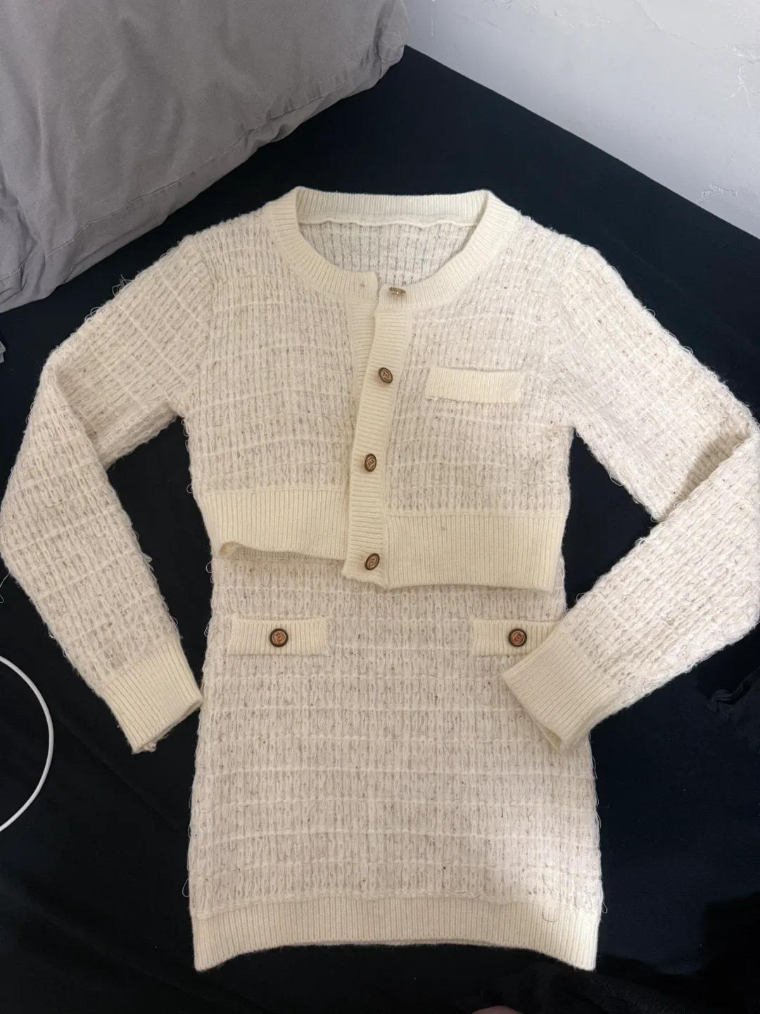 Cream Knit Skirt & Top Set thumbnail