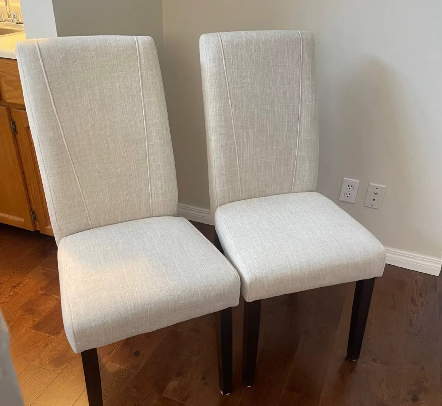 Set of 2 Dining Chairs - Beige Fabric thumbnail