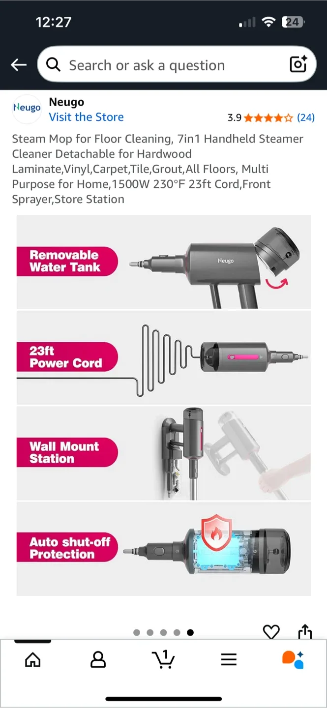 Neugo 7-in-1 Handheld Steam Mop image indicator(5)